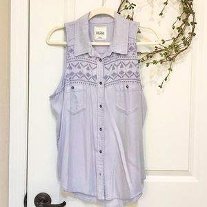 Mudd Sleeveless Embroidered Top, Size XL LIKE NEW